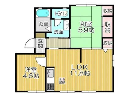 アクシス塔野(2LDK/1階)の間取り写真