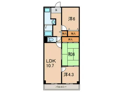 ソーシャルライフ西明石(3LDK/2階)の間取り写真
