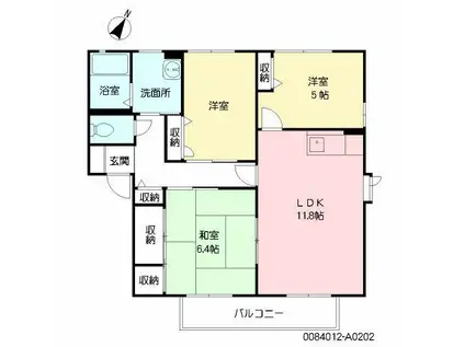 ディアス西天神(3LDK/2階)の間取り写真