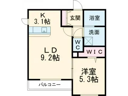 カームベルト(1LDK/1階)の間取り写真