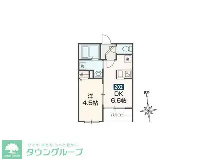 MELDIA鷹の台(1DK/2階)の間取り写真