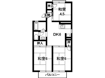 グリーンハイツ一本木(3DK/1階)の間取り写真