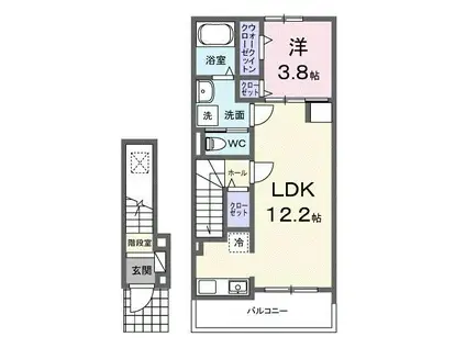 ラ フェリーチェ 篠ノ井(1LDK/2階)の間取り写真