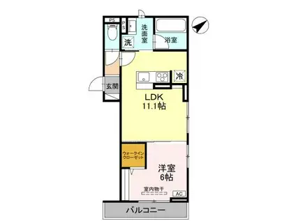 D-ROOM弓町I(1LDK/3階)の間取り写真