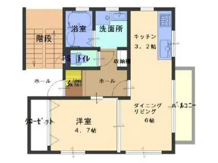 メゾン垂水(1LDK/2階)の間取り写真