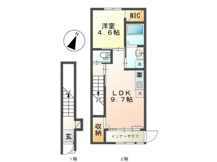 リヴェールメゾン(1LDK/2階)の間取り写真