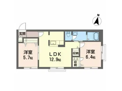 オレンジヴェール(2LDK/1階)の間取り写真