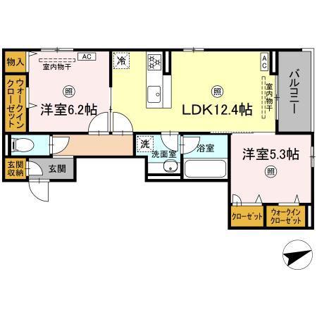 ボナール(2LDK/3階)の間取り写真