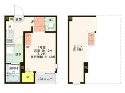 アゼリア八本松(1K/1階)の間取り写真