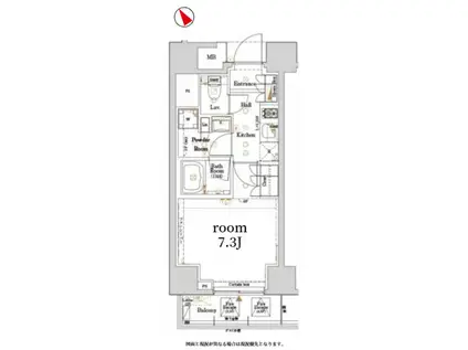 LOG新川(1K/4階)の間取り写真