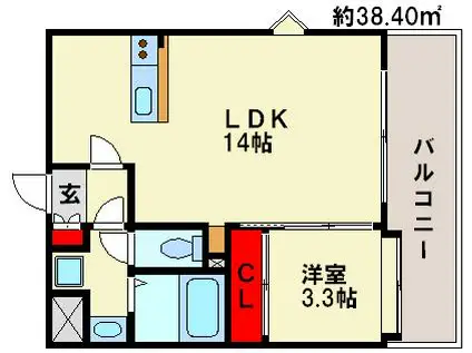 サヴォイ セントオブガーデン(1LDK/14階)の間取り写真