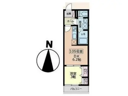 J RESIDENCE OTEMACHI(1DK/1階)の間取り写真