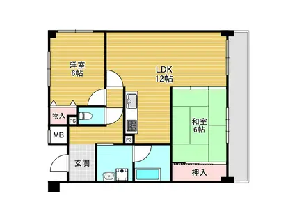 スプリングリバーII(2LDK/3階)の間取り写真