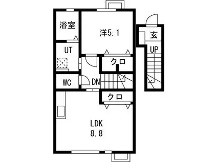 エスティーハウス鍛冶町(1LDK/2階)の間取り写真