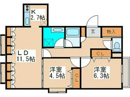 ベンデミア18(2LDK/4階)の間取り写真