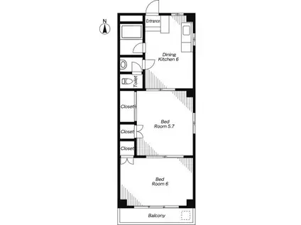 第1レアヒビル(2DK/3階)の間取り写真