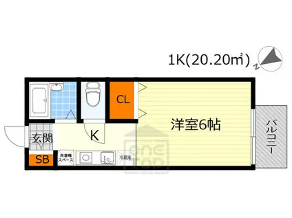 アルフレックス箕面(1K/1階)の間取り写真