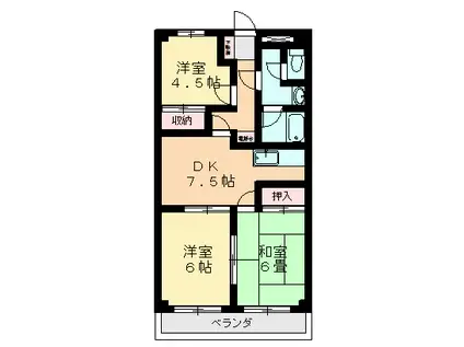 グランドハイツ小川(3DK/2階)の間取り写真