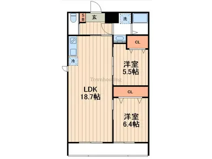 ミラトーレ押上(2LDK/1階)の間取り写真