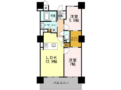 ロイヤルパークスERささしま サウス(2LDK/13階)の間取り写真