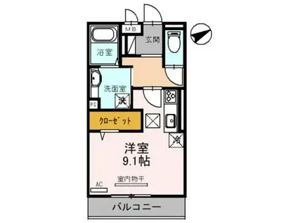 AMUSE(ワンルーム/1階)の間取り写真