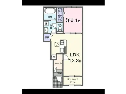 ラフィネIII(1LDK/1階)の間取り写真