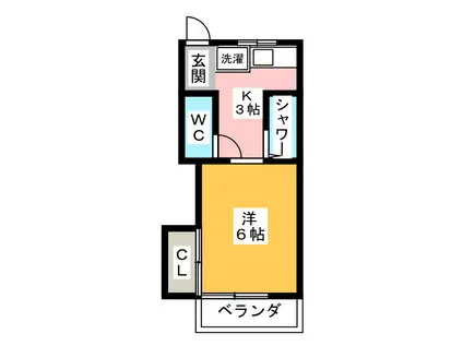 くまつ荘(1K/2階)の間取り写真