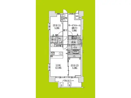 スプランディッドXI(2SLDK/8階)の間取り写真