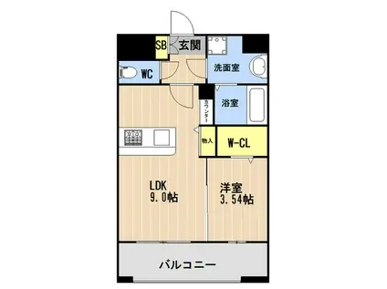 LIBTH旭橋III(1LDK/14階)の間取り写真
