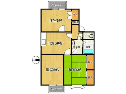 ヌーベルシティ鳥屋野C棟(3DK/1階)の間取り写真