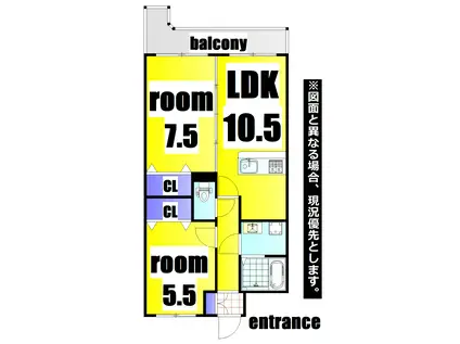 LEON篠崎(2LDK/3階)の間取り写真