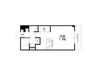 ノースヒルズ(1K/3階)の間取り写真