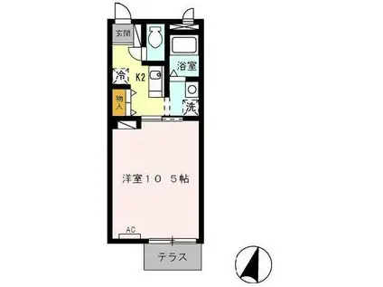 ファミーユ本地ヶ原(1K/1階)の間取り写真