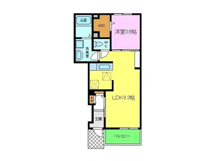 ソレアード・ニシキ Ⅱ(1LDK/1階)の間取り写真