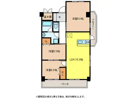 レジデンスタツミ二番館(3LDK/6階)の間取り写真