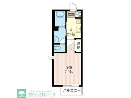 UN ATOLL国立(1K/2階)の間取り写真