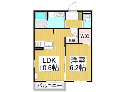 グランコート豊科(1LDK/2階)の間取り写真