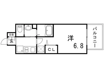 エステムコート神戸ハーバーランド前VIIレーベル(1K/7階)の間取り写真