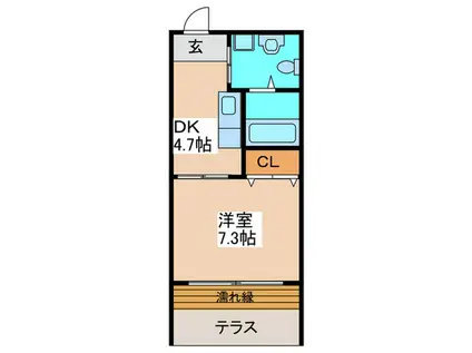 セレーノはびきのI(1DK/1階)の間取り写真