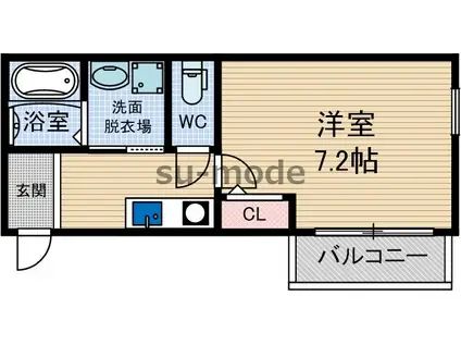 ロイヤルワン中穂茨木(1K/1階)の間取り写真