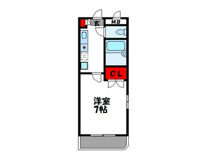 エスポワール粕屋(1K/4階)の間取り写真