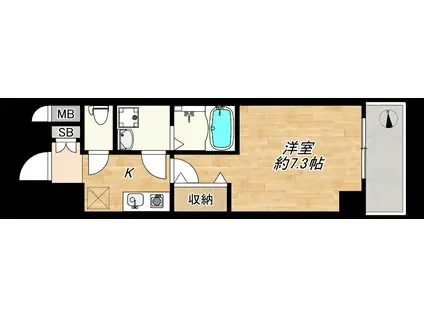 MESSAGE九条みなと通(1K/4階)の間取り写真