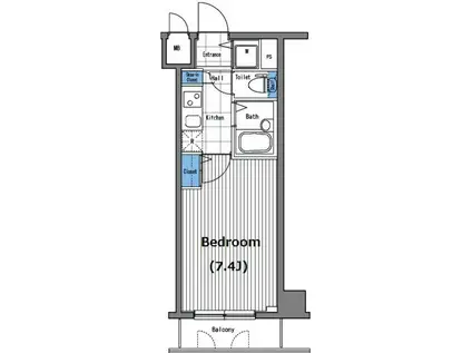 グランド・ガーラ三田(1K/6階)の間取り写真