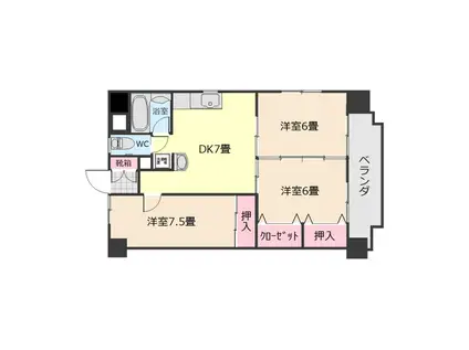 サンシャイン上之園(3DK/3階)の間取り写真