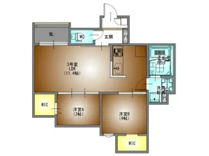 REGALESTルミナス黄金(1LDK/1階)の間取り写真