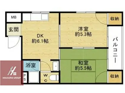 竹園コープ(2DK/1階)の間取り写真