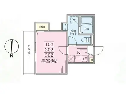 ピアK白楽A棟(1K/3階)の間取り写真