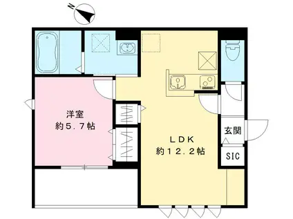 ボヌール行徳(1LDK/1階)の間取り写真