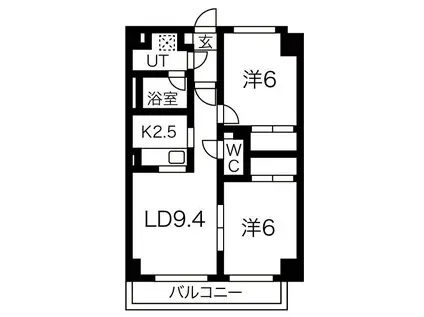 パークいなづみ(2LDK/6階)の間取り写真
