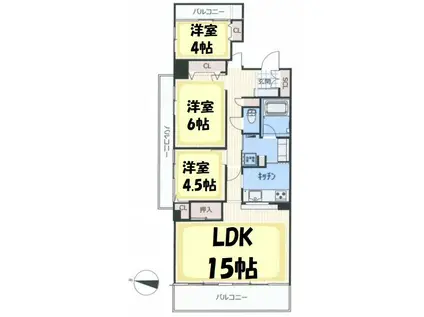 グランプラーザ新越谷(3LDK/1階)の間取り写真